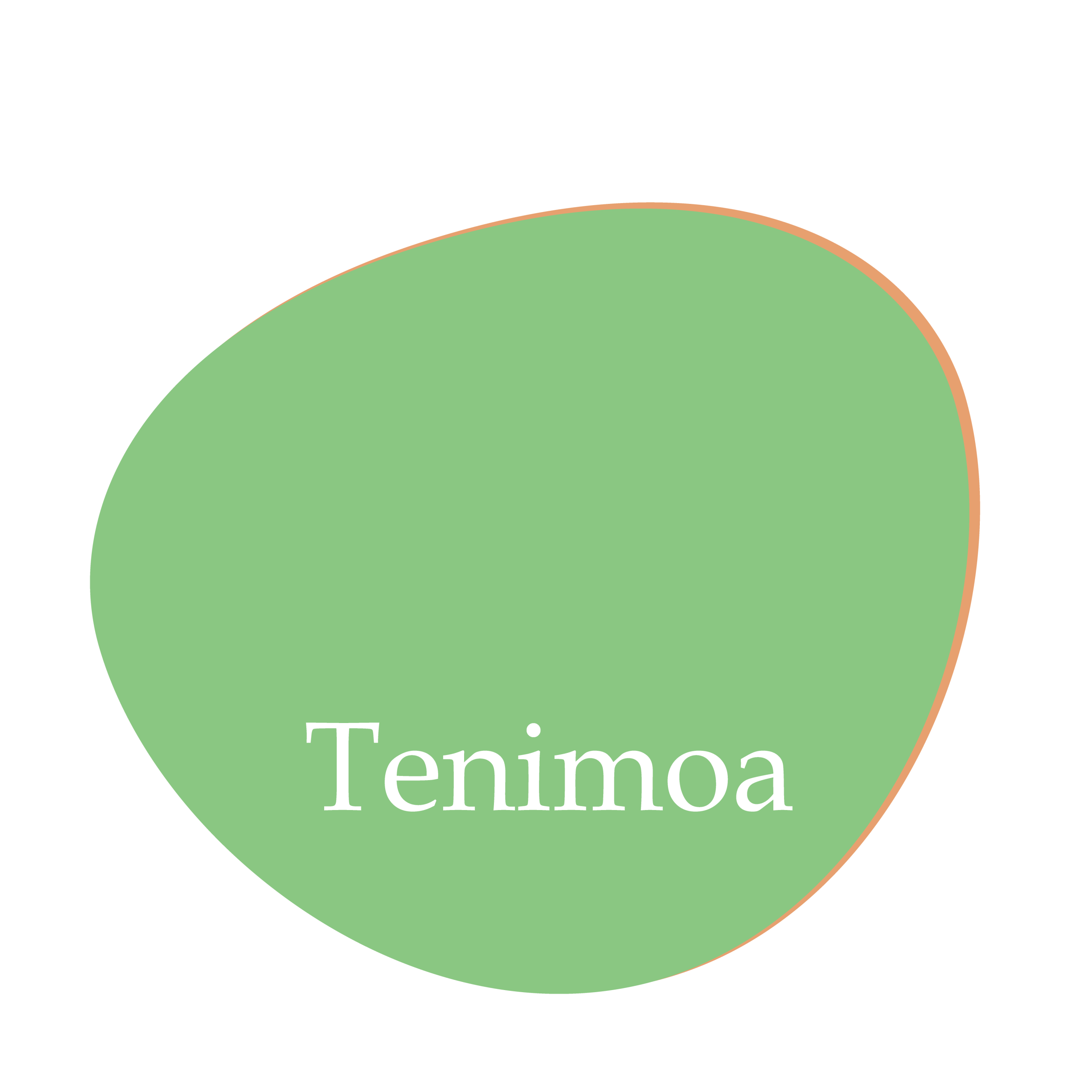 テニモア行政書士事務所のロゴデザイン。緑色の楕円形に「Tenimoa」の文字が白で配置されている。